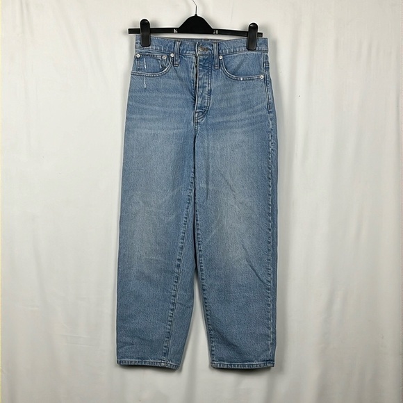 Madewell Denim - Madewell Women’s Jeans Light Wash 4 Button Fly Wide Leg 5 Pocket Belt Loop Sz 25